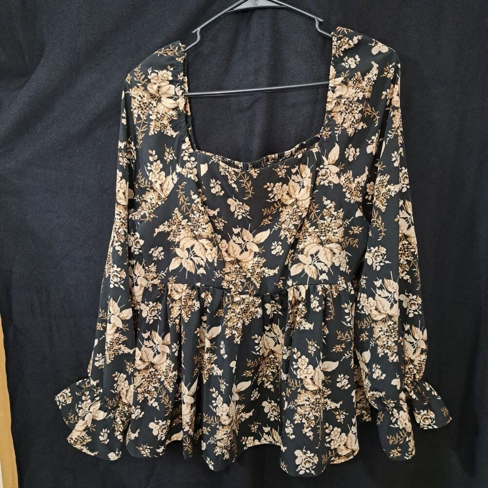 Shein Curve Plus Size Floral Print  Blouse, Size 0XL